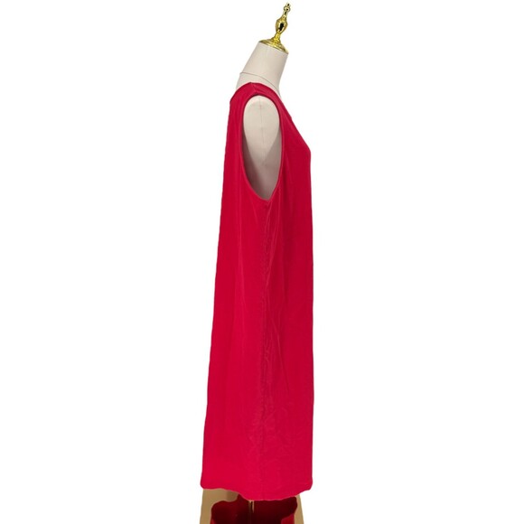 VTG Westbound Christmas Dress PLUS 1X Red Reindeer Santa Sleigh Cotton Back Slit - Picture 11 of 15